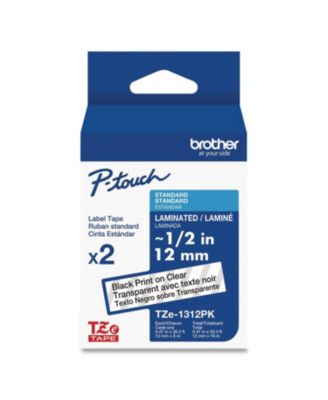 TZE1312PK Tze Standard Adhesive 0.47 in. x 26.2 ft. Laminated Labeling Tapes - Black On Clear (2/Pack