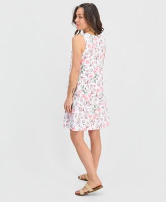 Petite Printed Knit Sleeveless Lace-Up Dress