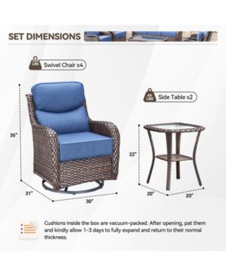 Crescent Swivel Glider All-Weather PE Wicker Patio Lounge Chair with Olefin 6 In. Thick Cushions/End Table (6-Piece)
