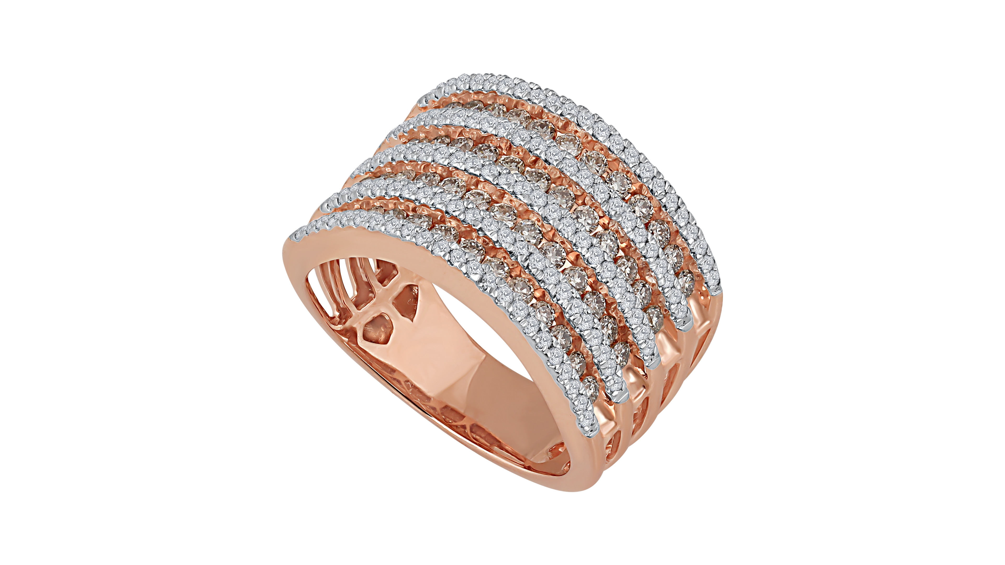 Diamond Multi-Row Band Ring (1-1/2 ct. t.w.) in 14k Rose Gold