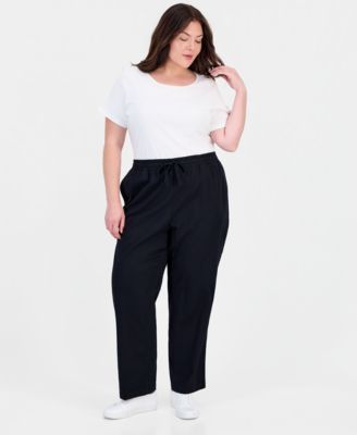 Plus Size Tie-Waist Tapered Pull-On Pants