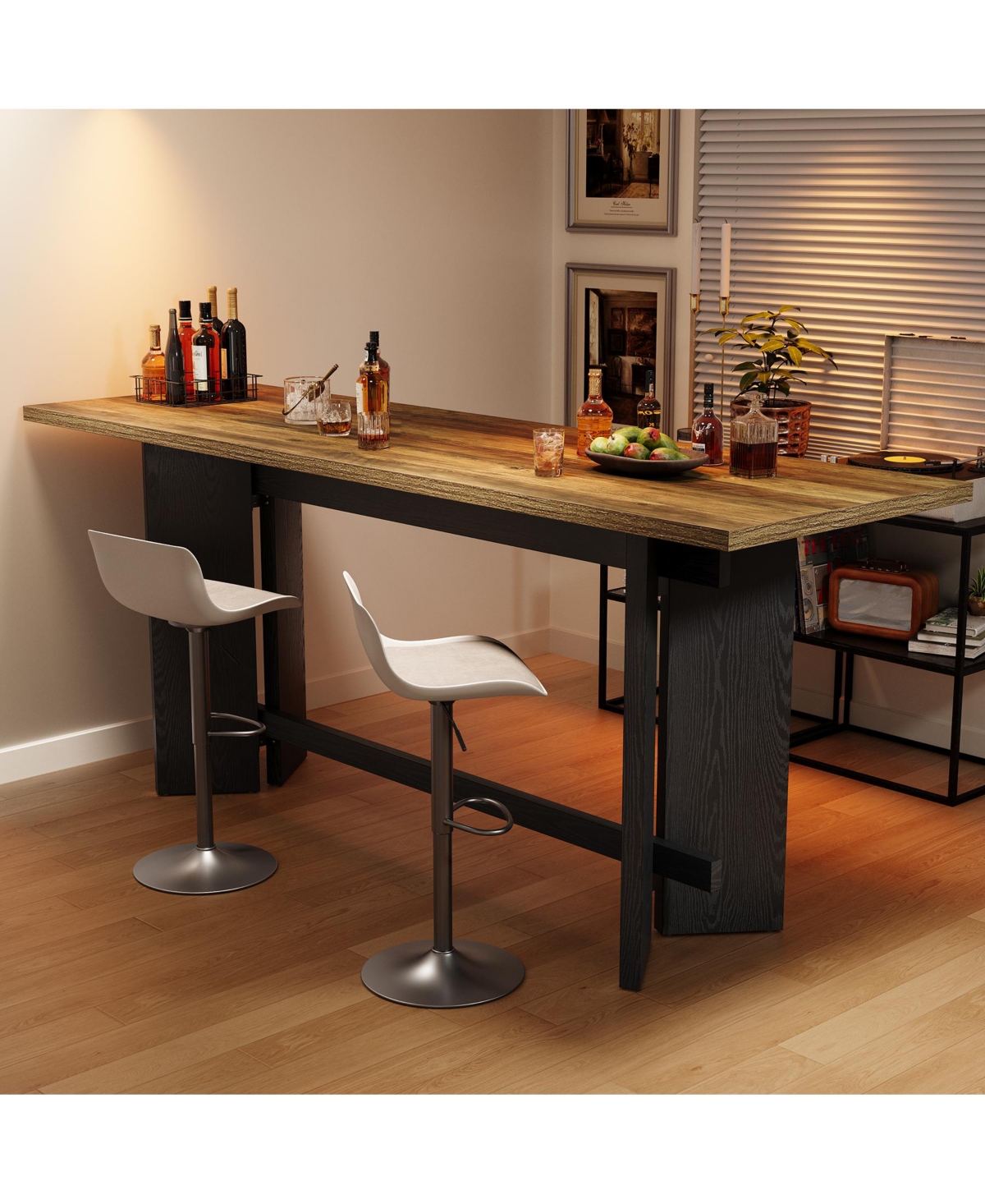 Tribesigns 63-Inch Large Bar Height Table, Home Bar Unit with Footrest, Hight Top Indoor Bar Table for Kitchen, Dining Room, Living Room, Apartment