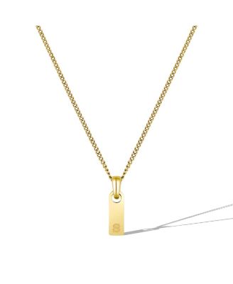 Men's Initial Tag Necklace - Gold with Micro Cuban Chain