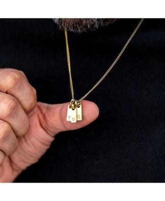 Men's Initial Tag Necklace - Gold with Micro Cuban Chain