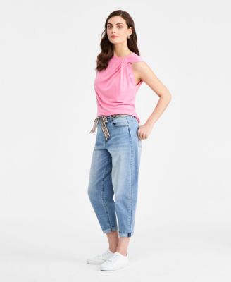 Women's Belted Carrot Jeans