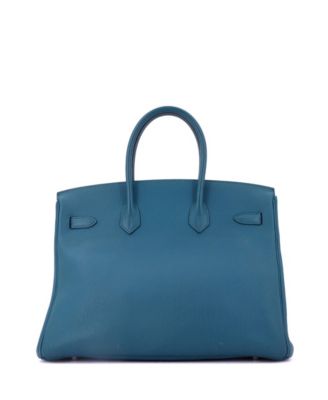 Birkin 35 Handbag Blue Togo with Palladium Hardware