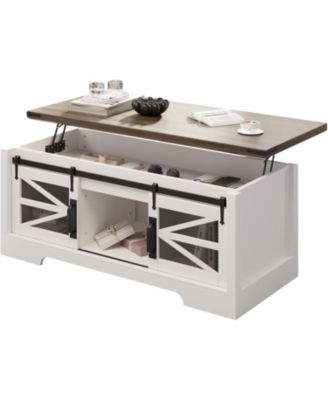 Lift Top Coffee Table with Storage Shelf and Hidden Compartment