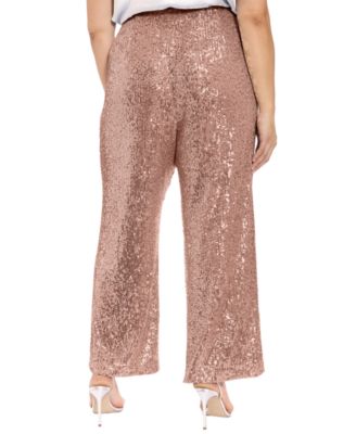 Plus Size Sequin Pull On Pants
