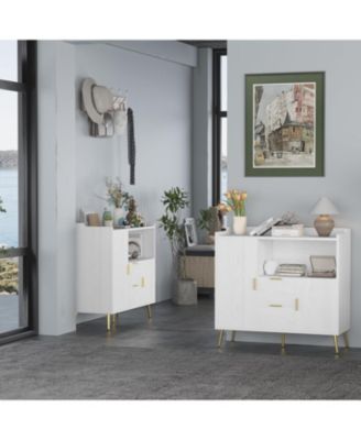 40" Buffet Sideboard with Storage, Kitchen Storage Cabinet, Microwave Cabinet, Coffee Bar Cabinet with 2 Drawers and 2 Doors for Kitchen