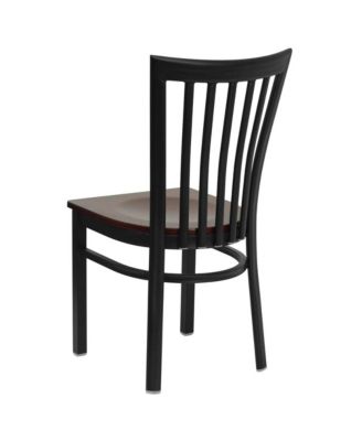 2 Pack School House Back Metal Restaurant Chair