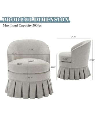 Set of 2 Upholstered Vanity Stools with Arms, Tall Back Makeup Chairs with Side Pockets & Wood Legs