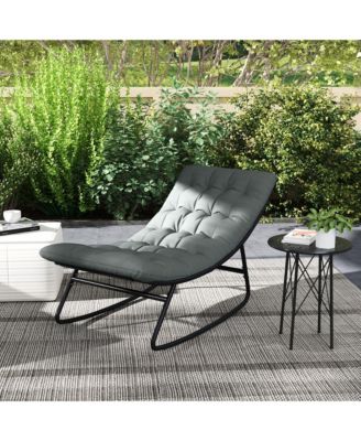 2 Pieces Outdoor Rocking Chairs, Cushioned Patio Rocker