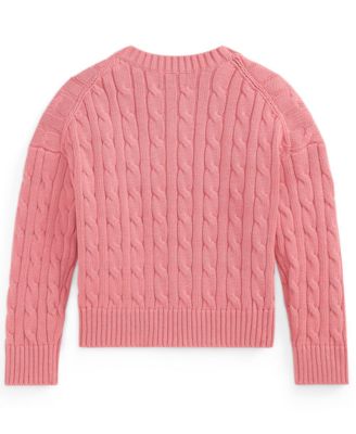 Girls' 2T-6X Cable-Knit V-Neck Sweater