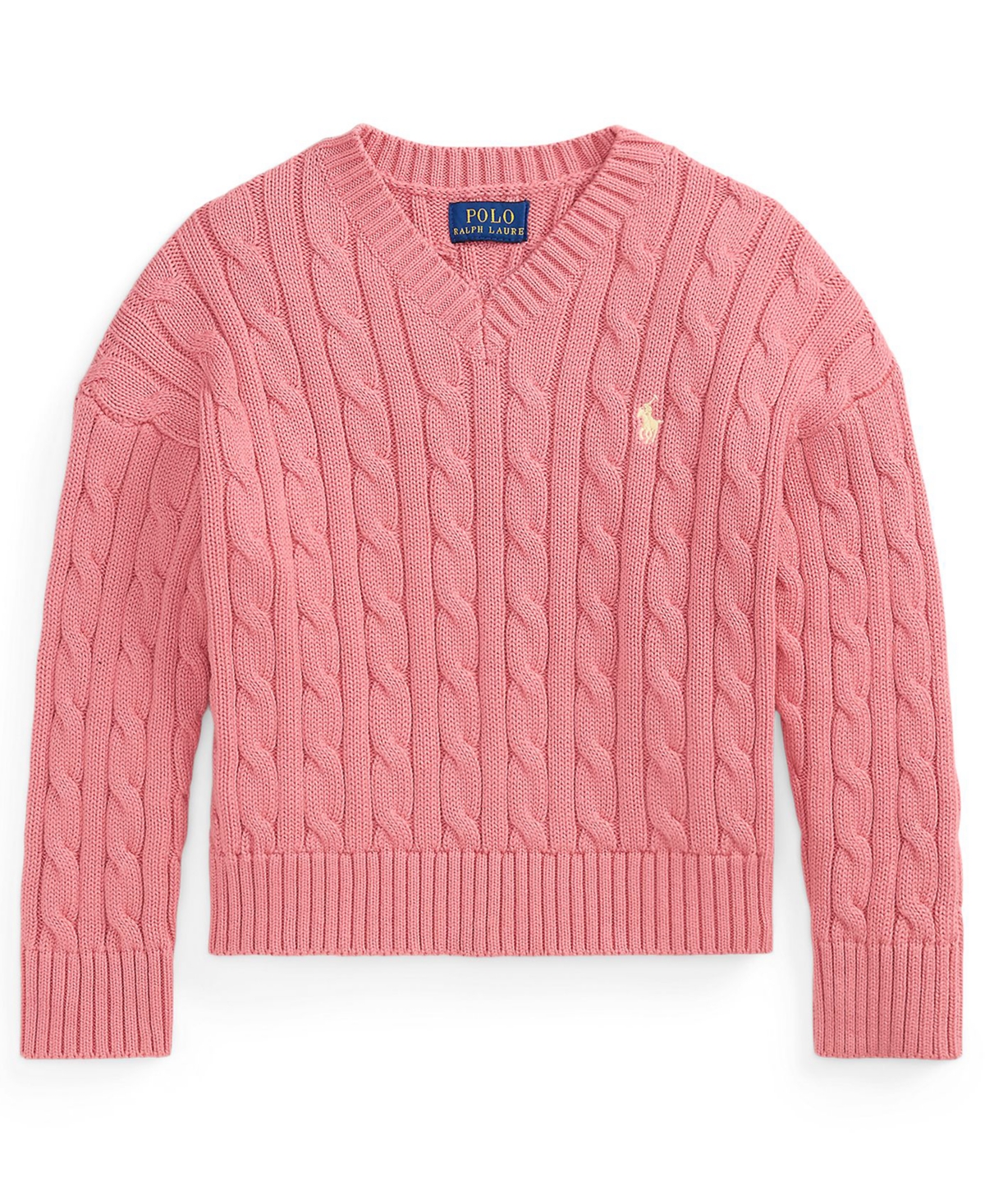 Polo Ralph Lauren Girls' 2T-6X Cable-Knit V-Neck Sweater