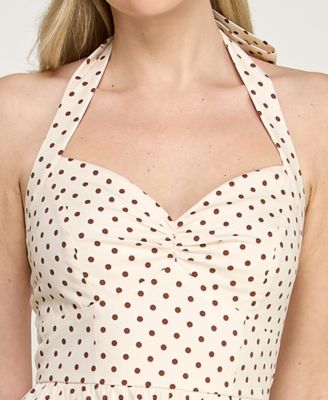 Juniors' Halter Neck Twist Front Mini Dress