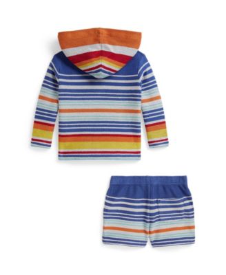Baby Boys' Striped Long-Sleeve Terry Hoodie and Shorts, 2-Piece Set