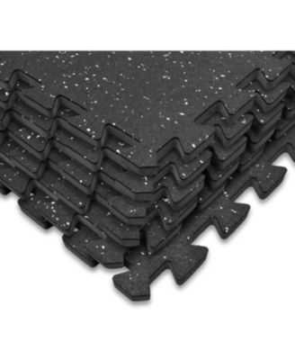 6 Interlocking Gym Floor Mat - 1/2" Thick Rubber Top High-Density EVA Foam (24 Sq Ft) - for Yoga, Heavy Exercise Equipment