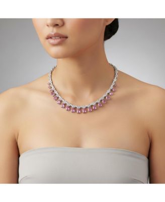 Dazzling White Gold Plated Cubic Zirconia Statement Necklace