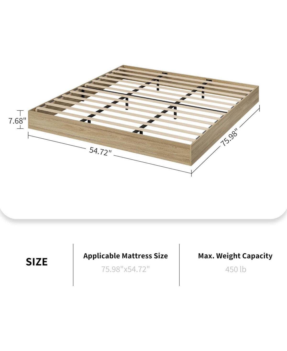 gaomon Solid Wood Platform Bed, Floor-Standing Bed Frame with Wooden Slats, Minimalist Space-Saving