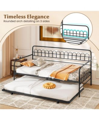 Twin Metal Daybed with Curved Backrest and Armrests - 41