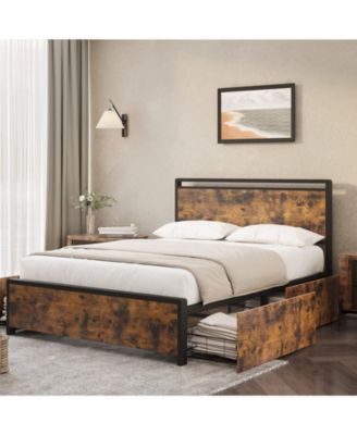 gaomon Full Bed Frame with 4 Storage Drawers and Headboard, Sturdy ...