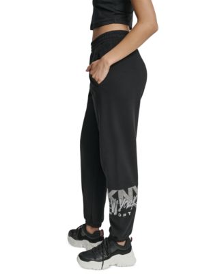 Women's Graffiti Rhinestone Logo High-Rise Relaxed-Fit Joggers