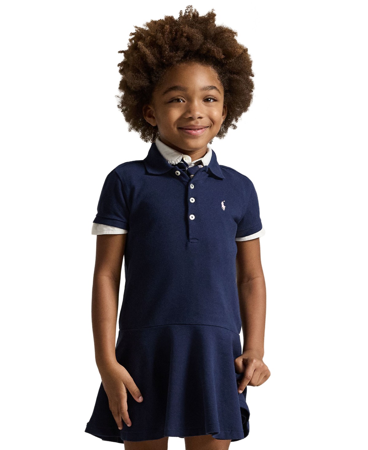 Детские Polo Ralph Lauren Girls' 2T-6X Cotton Mesh Stretch Short-Sleeve Polo Dress — фото 4