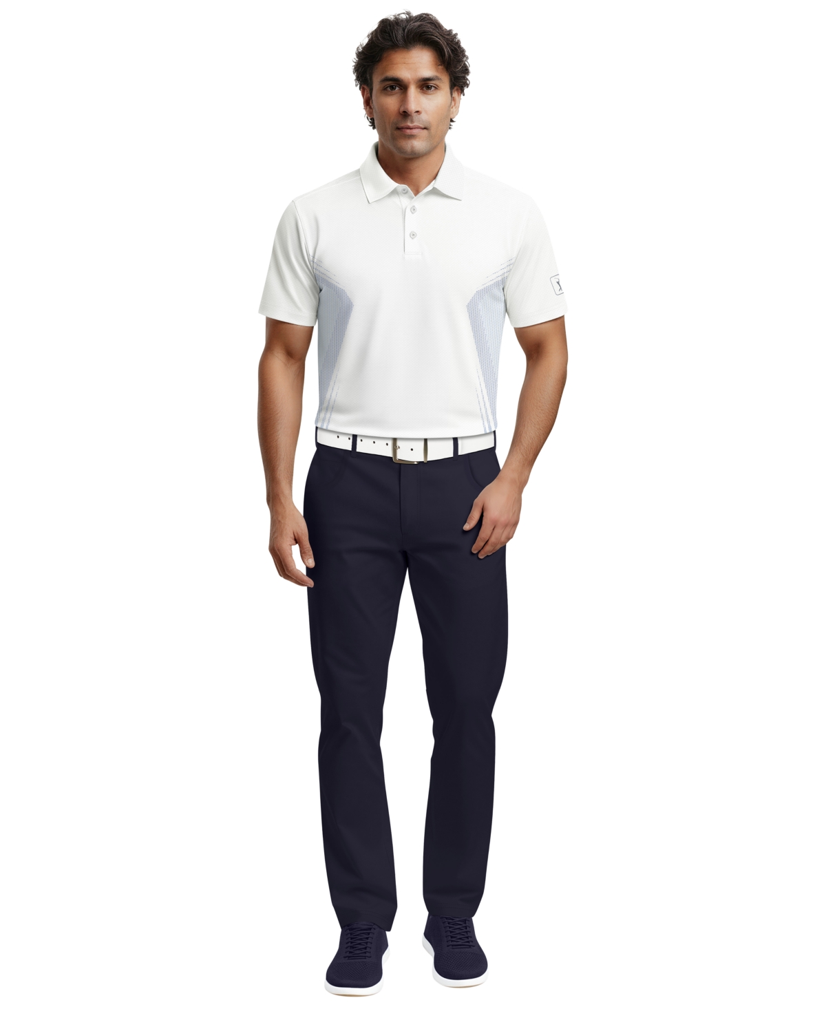 Pga Tour Men's Faux Seamless Mapped Golf Polo Shirt