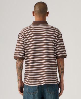 Men's Boxy Striped Collared Polo Shirt