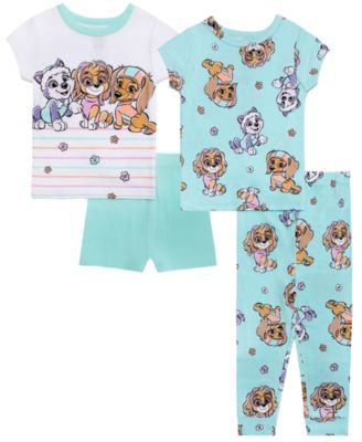 Girls' Toddler 2T-4T Graphic Tops, Shorts and Pants, 4-Piece Pajama Set
