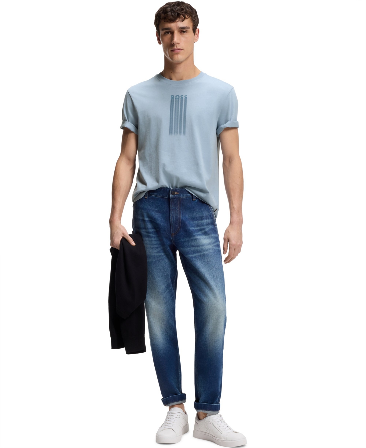 Boss by Hugo Men's Cotton-Jersey Logo Artwork T-Shirt