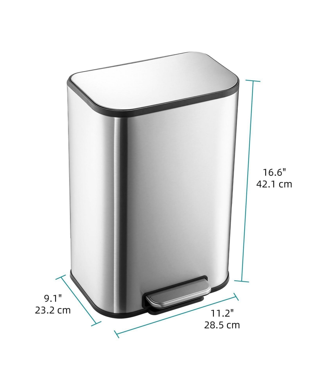 gaomon Bathroom Trash Can, 3.2 Gallon / 12 Liter Stainless Steel Garbage Can