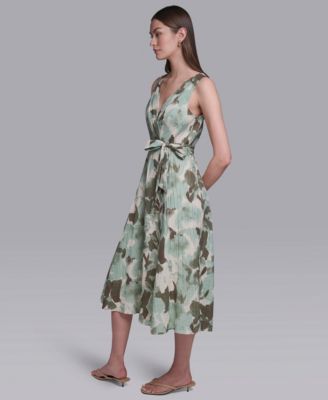 Women's V-Neck Self Sash Dress