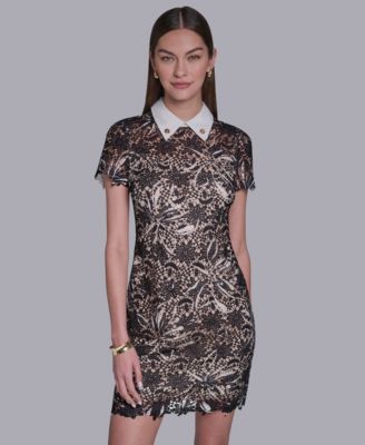 Women's Short-Sleeve Collared Sheath Dress