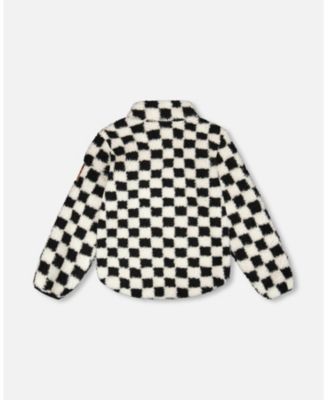 Unisex Sherpa Jacket Black Checkerboard - Baby