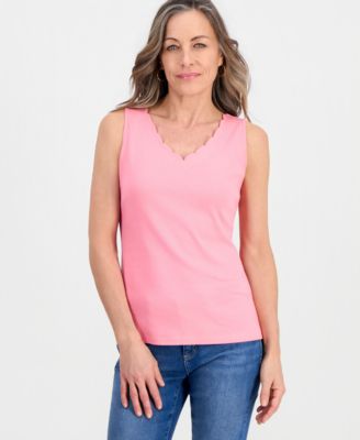 Petite Scalloped V-Neck Tank Top