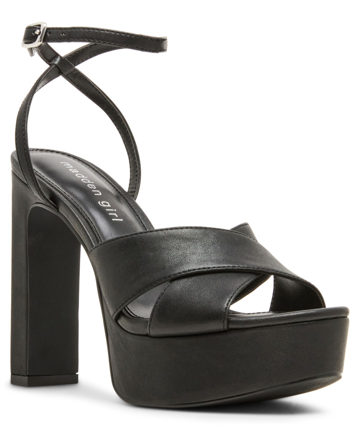 Женские сандалии Madden Girl Amber Crossband Platform Dress Sandals, цвет: Чёрный — фото 1