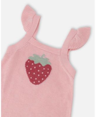 Baby Girls Knit Strawberry Romper Light Pink