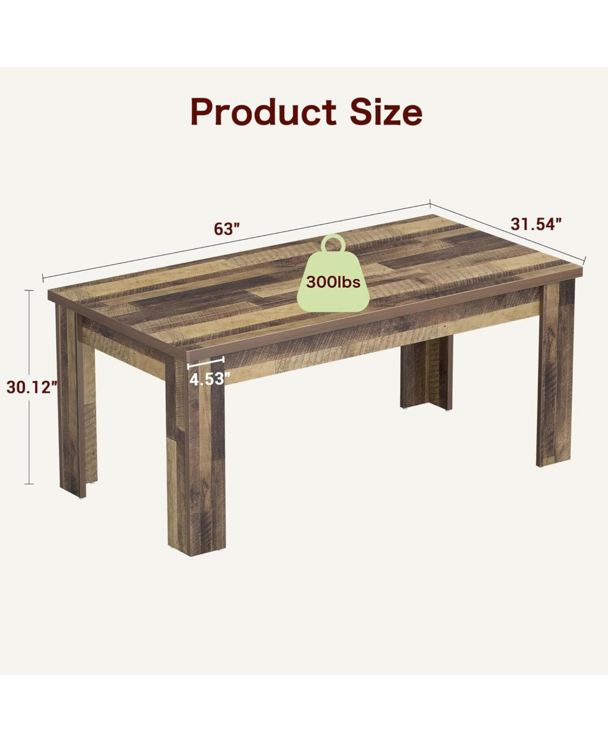 Gaomon Kitchen Table 63in Dining Table for 4-6 Farmhouse Dinner Kitchen Table for Dining Room, Home Office, Living Room
