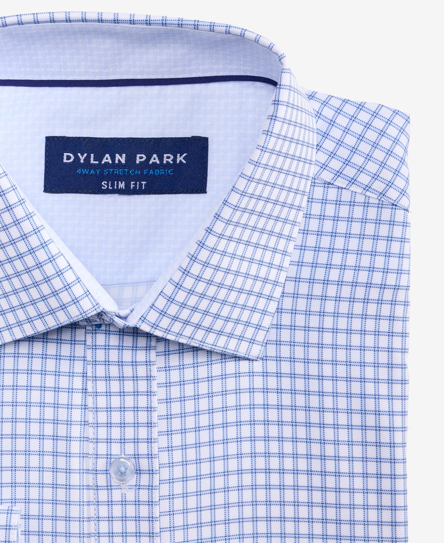 Мужская рубашка Dylan Park Slim-Fit Performance Four-Way Stretch Dress Shirt, цвет: Синий — фото 4