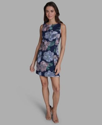 Women's Embroidered Boat Neck Mini Dress