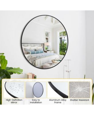 Round Mirror, Circle Mirror, Round Mirrors for Bathrooms, Entryways, Living Rooms, Bedrooms & Vanity Decor, Free Reflection in Modern Design