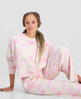 Juniors' Patchwork Print Crewneck Sweatshirt