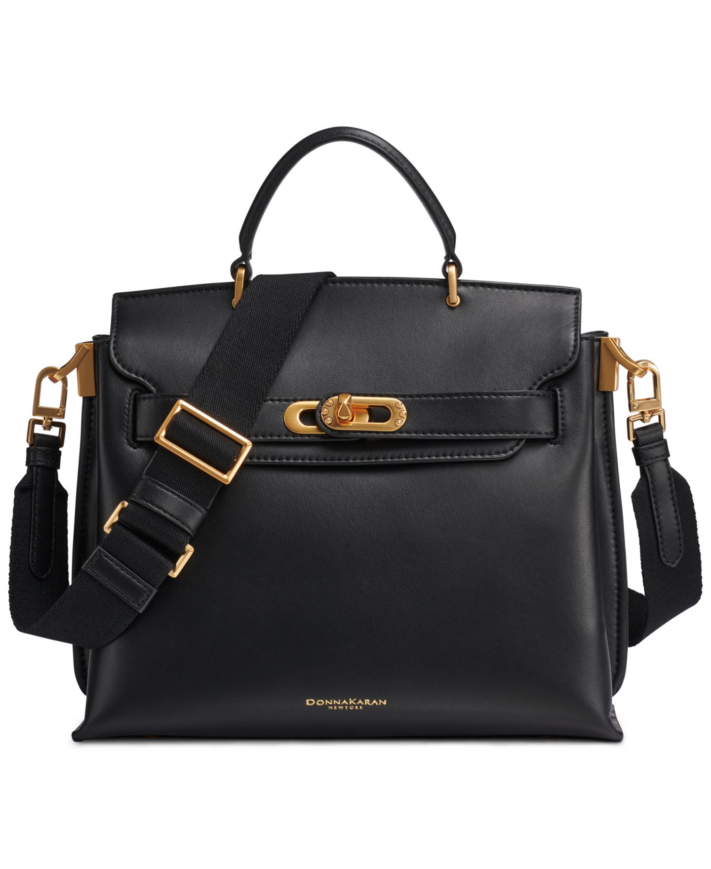 Женская сумка Donna Karan New York Bridgehampton Satchel, цвет: Чёрный / Золотой — фото 1