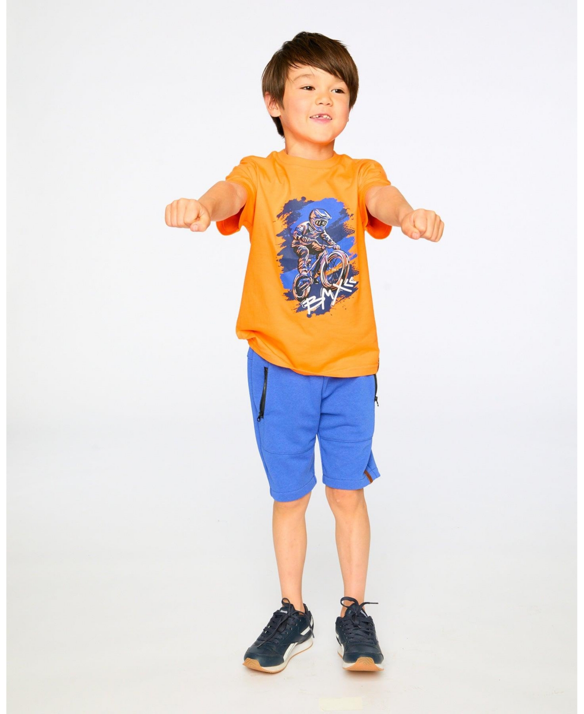 Deux par Deux Little Boys French Terry Shorts with Cross Seams