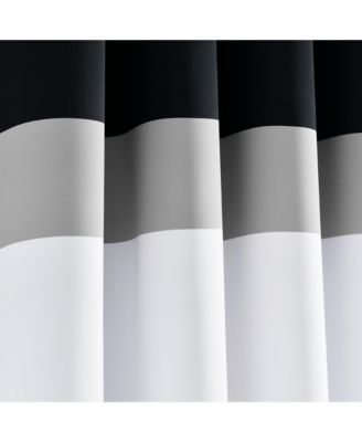 Alexander Color Block Light Filtering Window Curtain Panels Pair 52"W x 84"L Black & Gray - Modern Curtains for Living Room or Bedroom