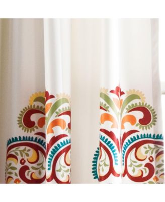 Lush Decor Clara Light Filtering Window Curtain Panels Pair 52"W x 84"L +2" Yellow & Brown - Colorful Curtains for Living Room - Boho Bedroom Curtains