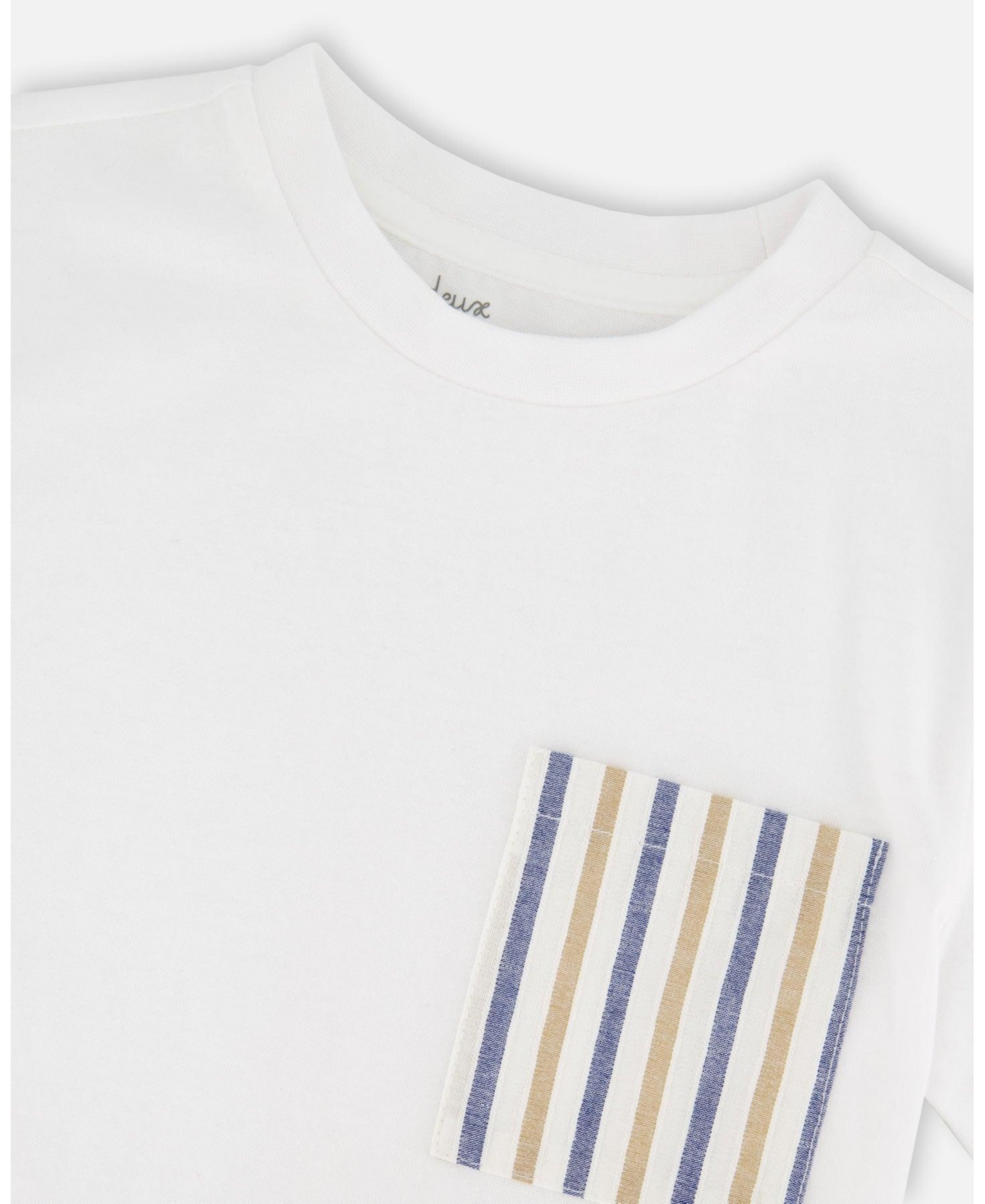 Deux par Big Boys Jersey T-Shirt with Chest Pocket White