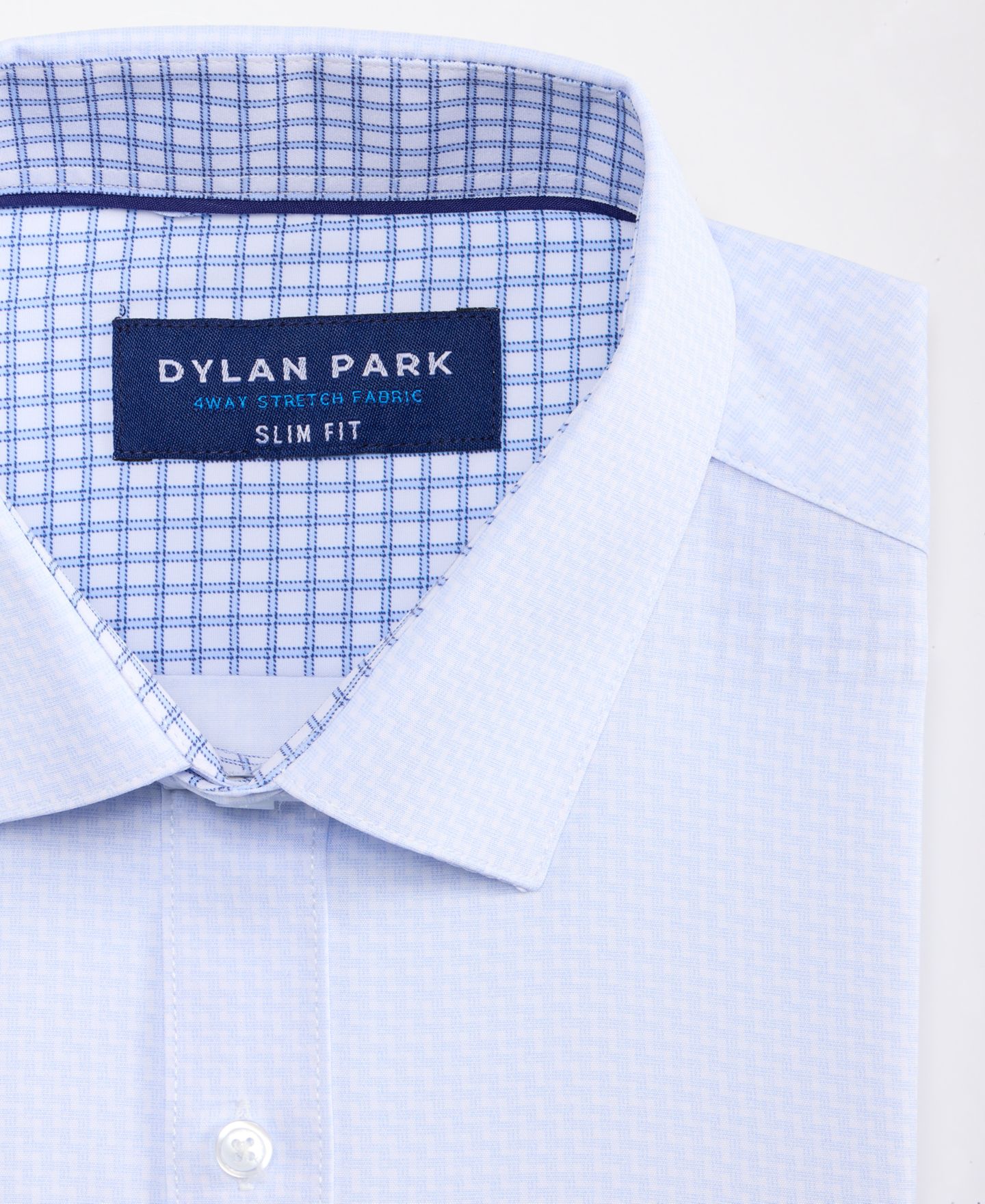 Мужская рубашка Dylan Park Slim-Fit Performance Four-Way Stretch Dress Shirt, цвет: Синий — фото 5