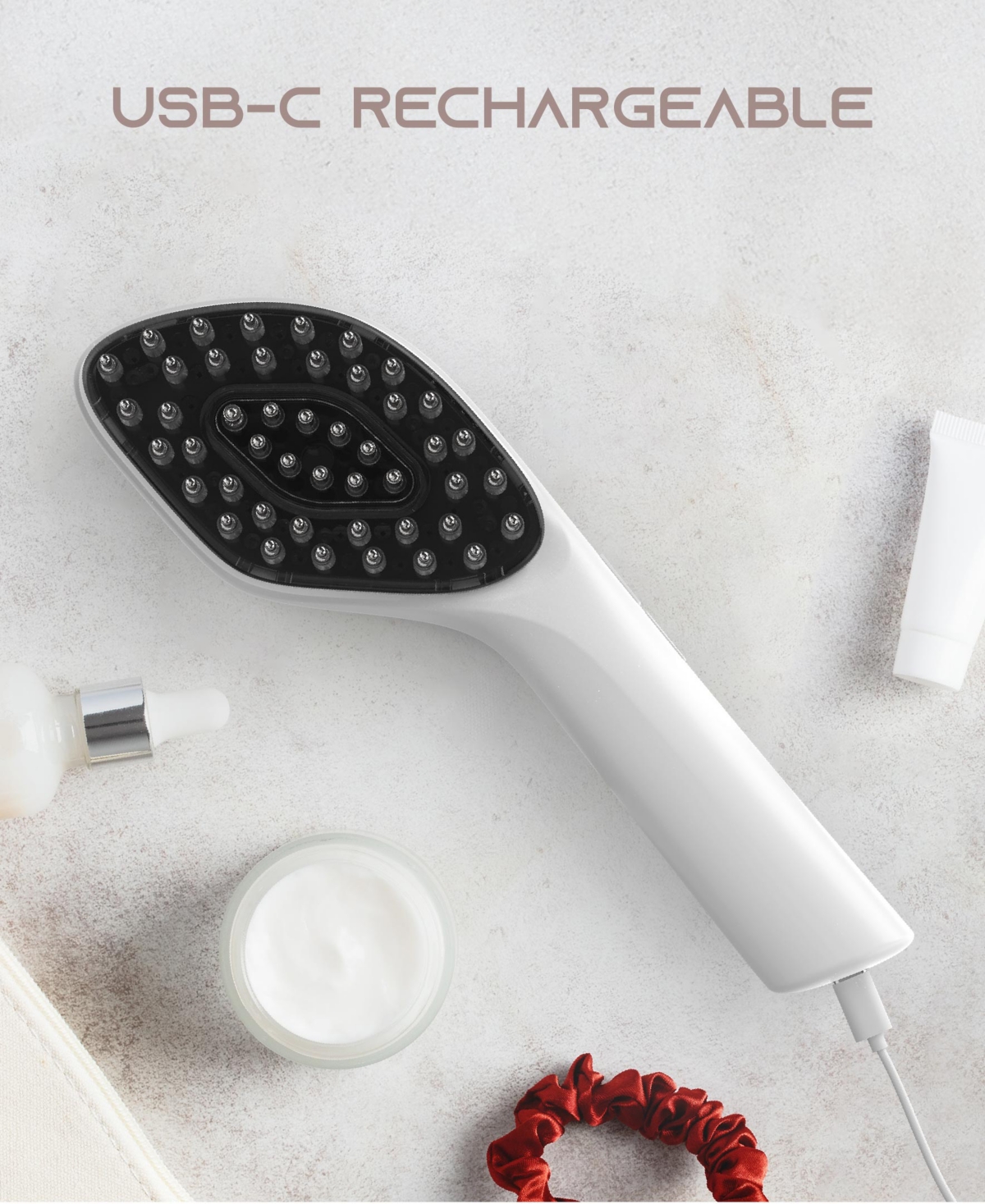 Tzumi Red Light Rechargeable Dry Paddle Brush